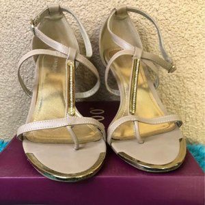 BAMBOO Women’s Nude Heeled Sandals (Size 10)